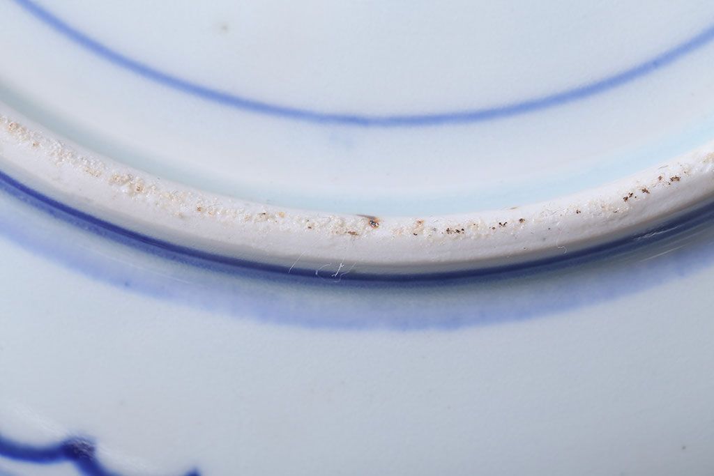 アンティーク雑貨　古民具・骨董　明治期　菊の図　アンティーク染付大皿(1)