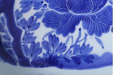 古民具・骨董　明治期　菊の図　アンティーク染付大皿(2)