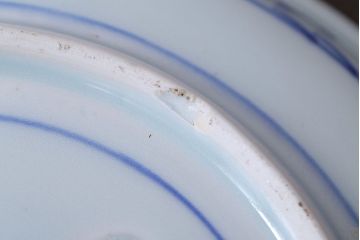 古民具・骨董　明治期　菊の図　アンティーク染付大皿(2)