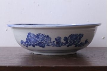 古民具・骨董　大正期　蛸唐草　アンティーク深鉢(印判皿)(1)