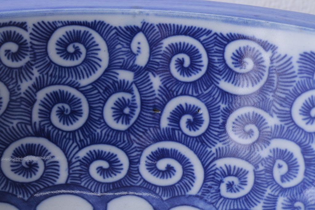 古民具・骨董　大正期　蛸唐草　アンティーク深鉢(印判皿)(1)