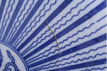 古民具・骨董　大正期　蛸唐草　アンティーク深鉢(印判皿)(1)