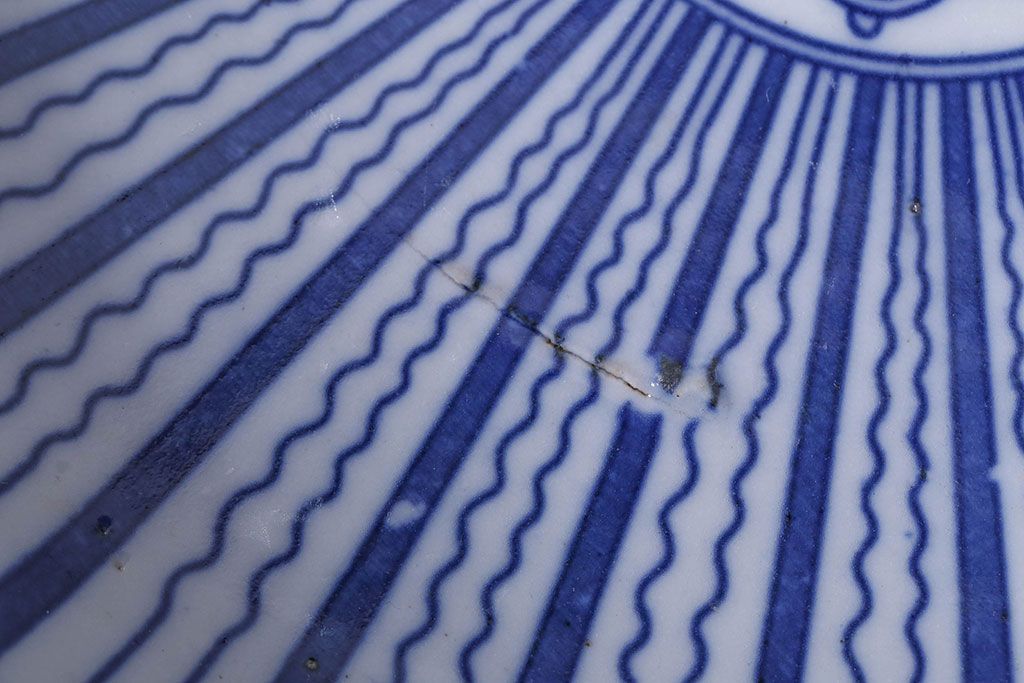 古民具・骨董　大正期　蛸唐草　アンティーク深鉢(印判皿)(1)