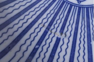 古民具・骨董　大正期　蛸唐草　アンティーク深鉢(印判皿)(1)