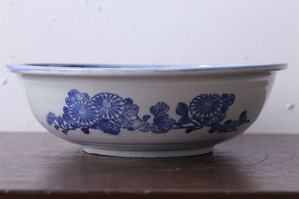 古民具・骨董　大正期　蛸唐草　アンティーク深鉢(印判皿)(1)