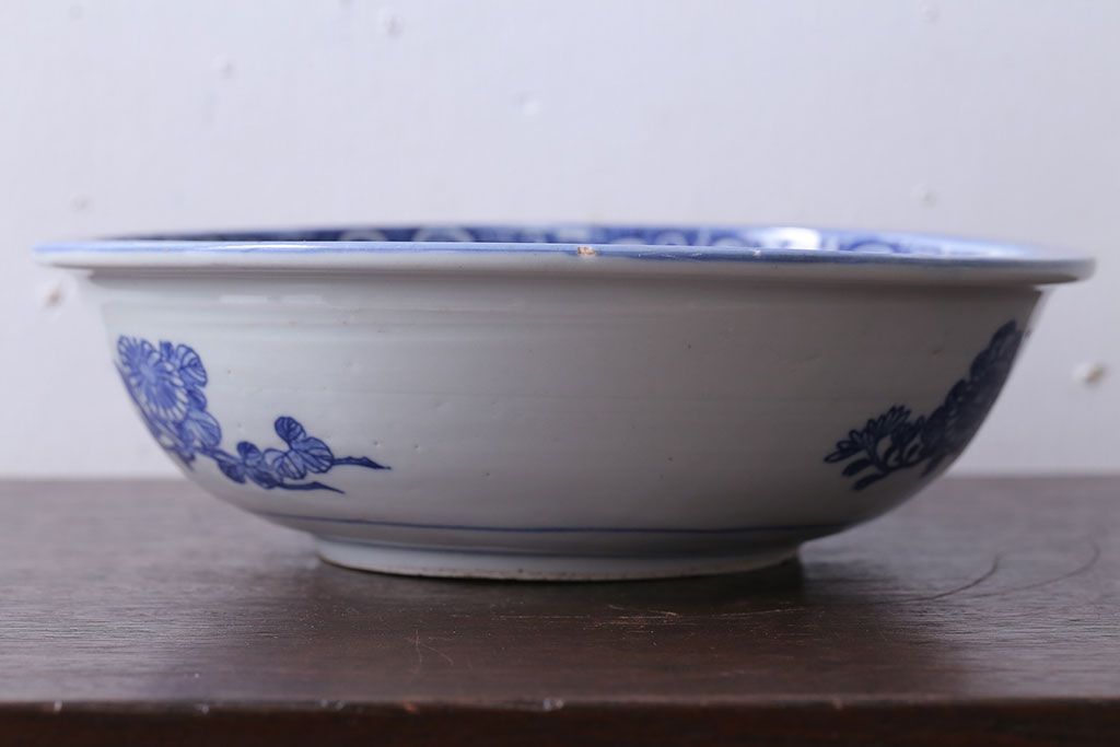 古民具・骨董　大正期　蛸唐草　アンティーク深鉢(印判皿)(1)