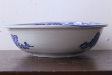 古民具・骨董　大正期　蛸唐草　アンティーク深鉢(印判皿)(1)