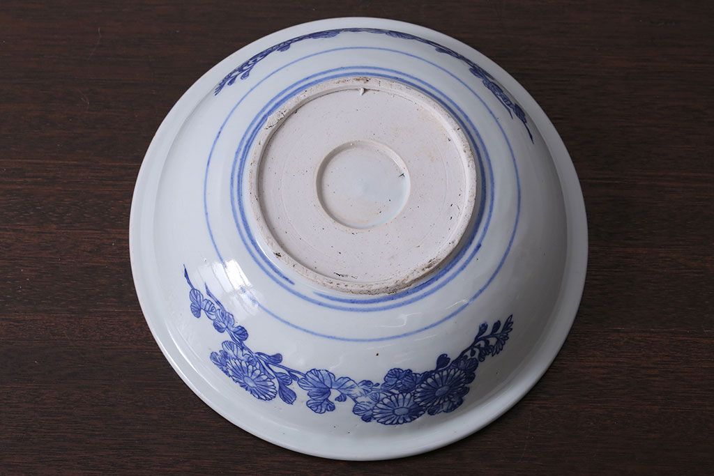 古民具・骨董　大正期　蛸唐草　アンティーク深鉢(印判皿)(1)