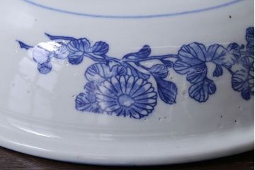 古民具・骨董　大正期　蛸唐草　アンティーク深鉢(印判皿)(1)