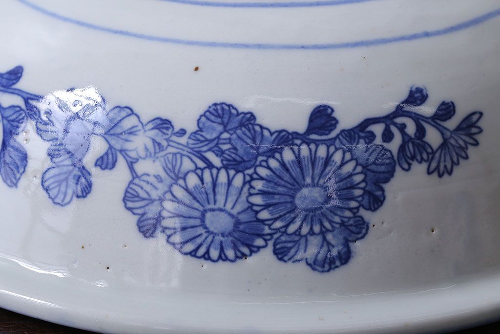 古民具・骨董　大正期　蛸唐草　アンティーク深鉢(印判皿)(1)