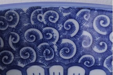 古民具・骨董　大正期　蛸唐草　アンティーク深鉢(印判皿)(2)