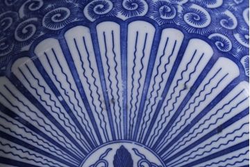 古民具・骨董　大正期　蛸唐草　アンティーク深鉢(印判皿)(2)