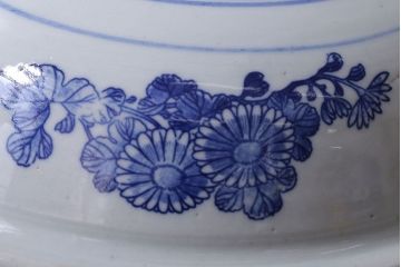 古民具・骨董　大正期　蛸唐草　アンティーク深鉢(印判皿)(2)