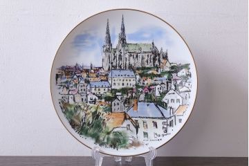 アンティーク雑貨　ノリタケ・飾皿・フランス シャルトル遠望・yukio・鵜飼幸雄