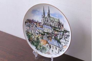 アンティーク雑貨　ノリタケ・飾皿・フランス シャルトル遠望・yukio・鵜飼幸雄