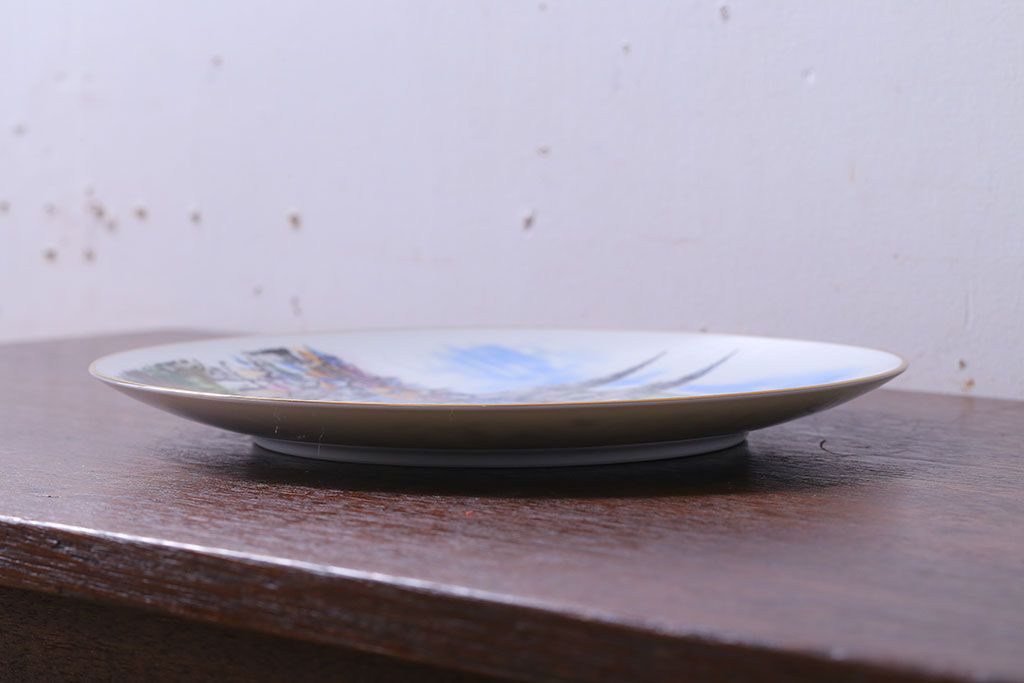 アンティーク雑貨　ノリタケ・飾皿・フランス シャルトル遠望・yukio・鵜飼幸雄