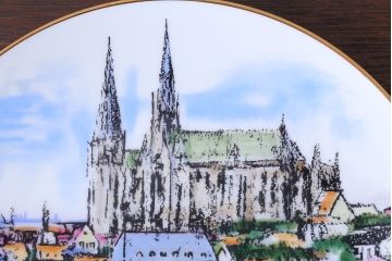 アンティーク雑貨　ノリタケ・飾皿・フランス シャルトル遠望・yukio・鵜飼幸雄