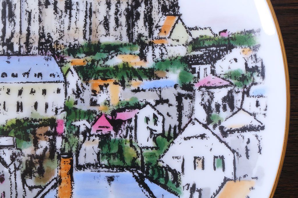 アンティーク雑貨　ノリタケ・飾皿・フランス シャルトル遠望・yukio・鵜飼幸雄