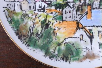 アンティーク雑貨　ノリタケ・飾皿・フランス シャルトル遠望・yukio・鵜飼幸雄