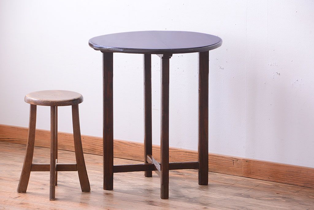 アンティーク家具　和製アンティーク　シンプルデザイン!古いラウンドテーブル(丸テーブル)