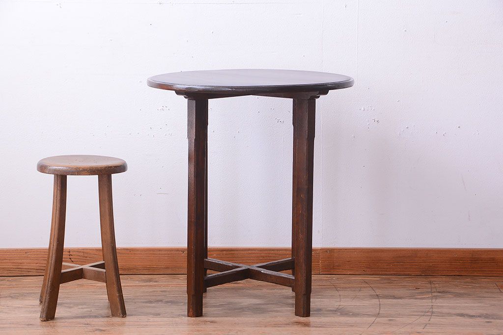 アンティーク家具　和製アンティーク　シンプルデザイン!古いラウンドテーブル(丸テーブル)