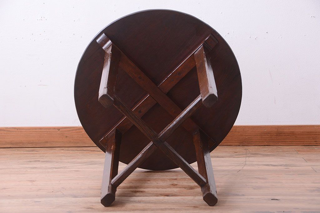 アンティーク家具　和製アンティーク　シンプルデザイン!古いラウンドテーブル(丸テーブル)