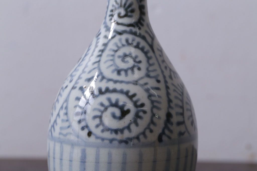 アンティーク雑貨　古民具・骨董　江戸後期　古伊万里・染付・蛸唐草文　徳利2つセット