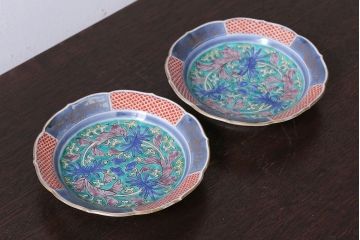 古民具・骨董　江戸期　古伊万里　色絵皿　2枚セット(2)