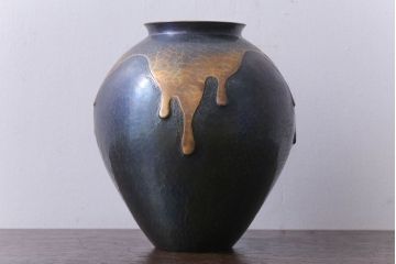 アンティーク雑貨　中古　玉川堂　甕垂　銅製花瓶　共箱