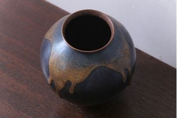 アンティーク雑貨　中古　玉川堂　甕垂　銅製花瓶　共箱