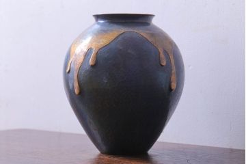 アンティーク雑貨　中古　玉川堂　甕垂　銅製花瓶　共箱