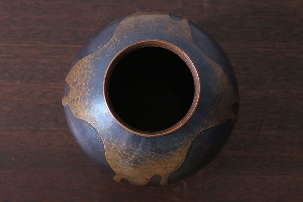 アンティーク雑貨　中古　玉川堂　甕垂　銅製花瓶　共箱