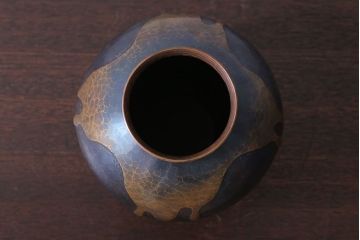 アンティーク雑貨　中古　玉川堂　甕垂　銅製花瓶　共箱