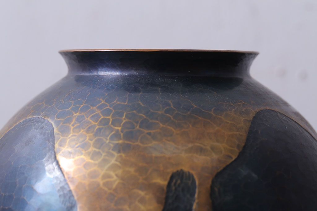 アンティーク雑貨　中古　玉川堂　甕垂　銅製花瓶　共箱