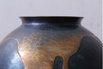 アンティーク雑貨　中古　玉川堂　甕垂　銅製花瓶　共箱