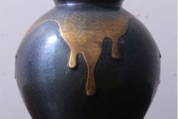 アンティーク雑貨　中古　玉川堂　甕垂　銅製花瓶　共箱