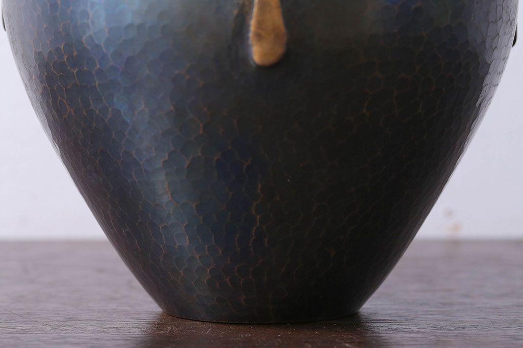 アンティーク雑貨　中古　玉川堂　甕垂　銅製花瓶　共箱