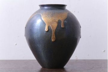 アンティーク雑貨　中古　玉川堂　甕垂　銅製花瓶　共箱