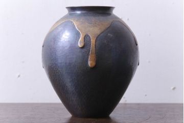 アンティーク雑貨　中古　玉川堂　甕垂　銅製花瓶　共箱