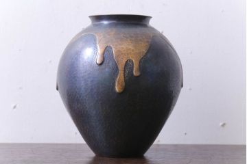 アンティーク雑貨　中古　玉川堂　甕垂　銅製花瓶　共箱