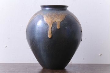 アンティーク雑貨　中古　玉川堂　甕垂　銅製花瓶　共箱