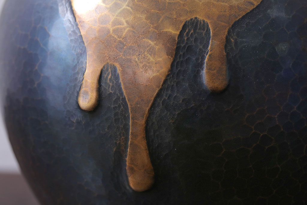 アンティーク雑貨　中古　玉川堂　甕垂　銅製花瓶　共箱