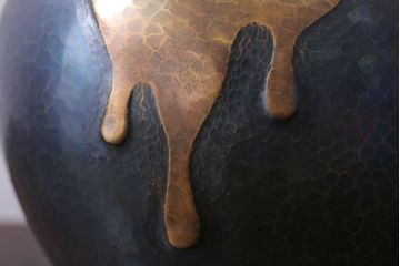 アンティーク雑貨　中古　玉川堂　甕垂　銅製花瓶　共箱