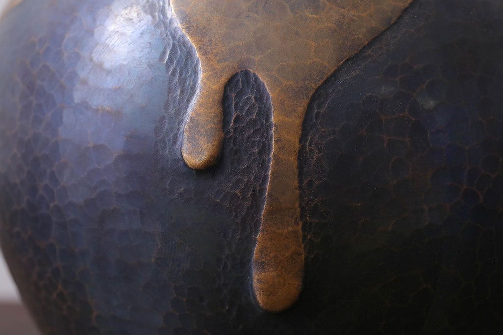 アンティーク雑貨　中古　玉川堂　甕垂　銅製花瓶　共箱