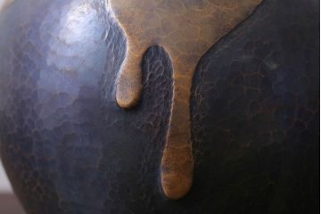 アンティーク雑貨　中古　玉川堂　甕垂　銅製花瓶　共箱