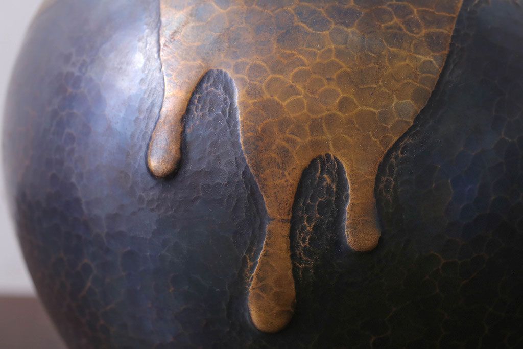 アンティーク雑貨　中古　玉川堂　甕垂　銅製花瓶　共箱