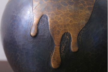 アンティーク雑貨　中古　玉川堂　甕垂　銅製花瓶　共箱