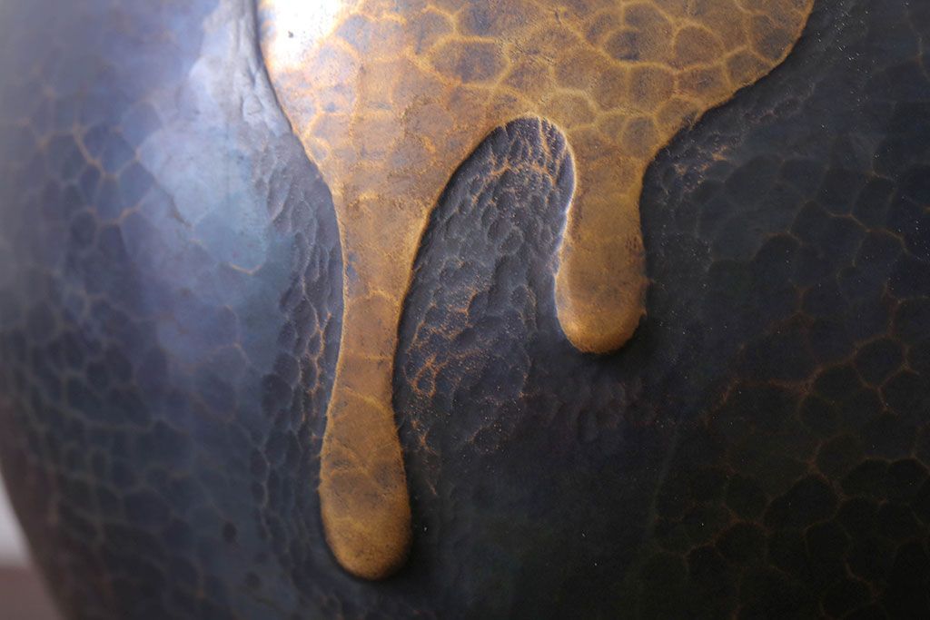 アンティーク雑貨　中古　玉川堂　甕垂　銅製花瓶　共箱