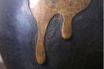 アンティーク雑貨　中古　玉川堂　甕垂　銅製花瓶　共箱