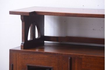 アンティーク家具　和製アンティーク　飾り台付きの上品な古いブックケース(本箱)